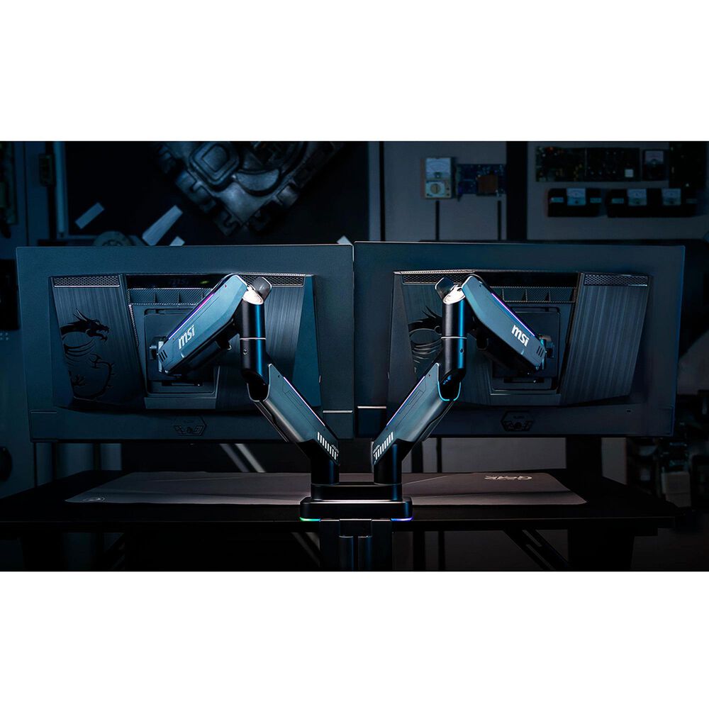 MSI Full-Motion Dual Monitor Mount for 17&quot;-35&quot; Screen in Matte Black and Painted Grey, , large