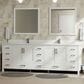 Lexora Home Jacques 84" Double Bathroom Vanity in White with 2 cm White Quartz Top and Rectangular Sinks, , large