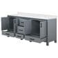 Lexora Home Ziva 80" Double Bathroom Vanity in Dark Grey with 2 cm White Cultured Marble Top and Rectangular Sinks, , large