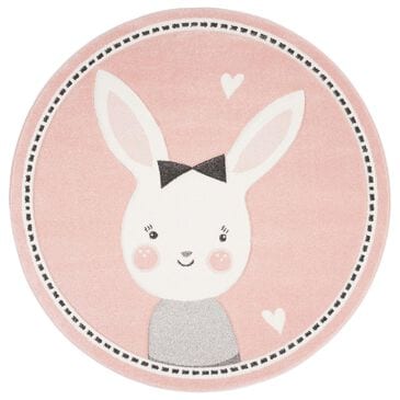 Safavieh Carousel CRK166 8" Round Pink and Ivory Kids  Area Rug, , large