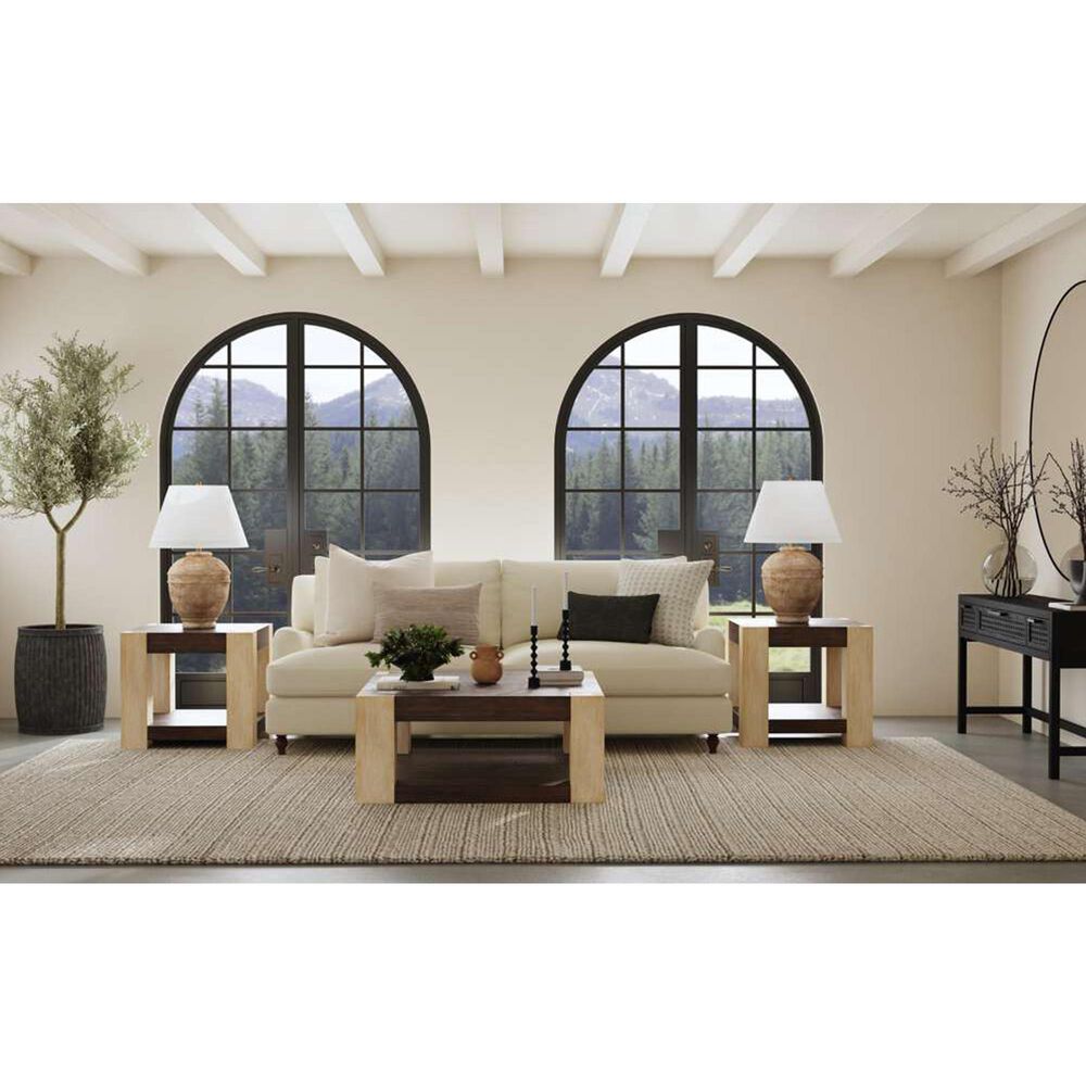 Bassett Mirror Harmony Square End Table in Carbon Mindi and Blonde Acacia, , large