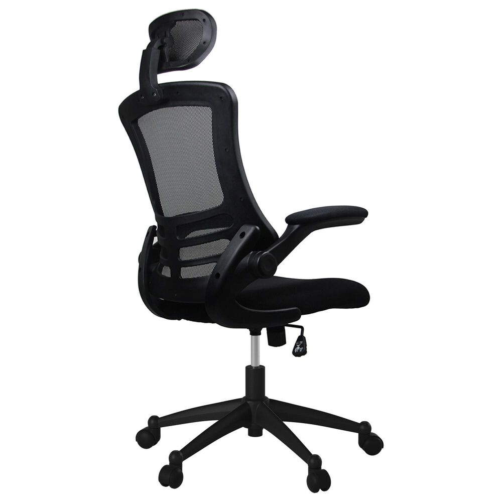 Rta Products Llc Modern High-Back Mesh Executive Office Chair with Headrest and Flip-Up Arms in Black, , large