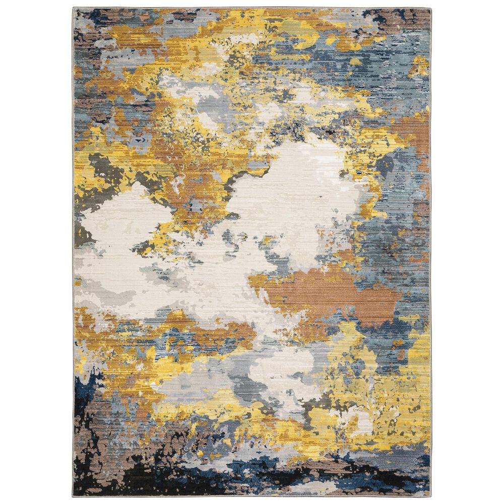 Oriental Weavers Caravan Clouds Prevail 3"3" x 5" Yellow and Blue Area Rug, , large