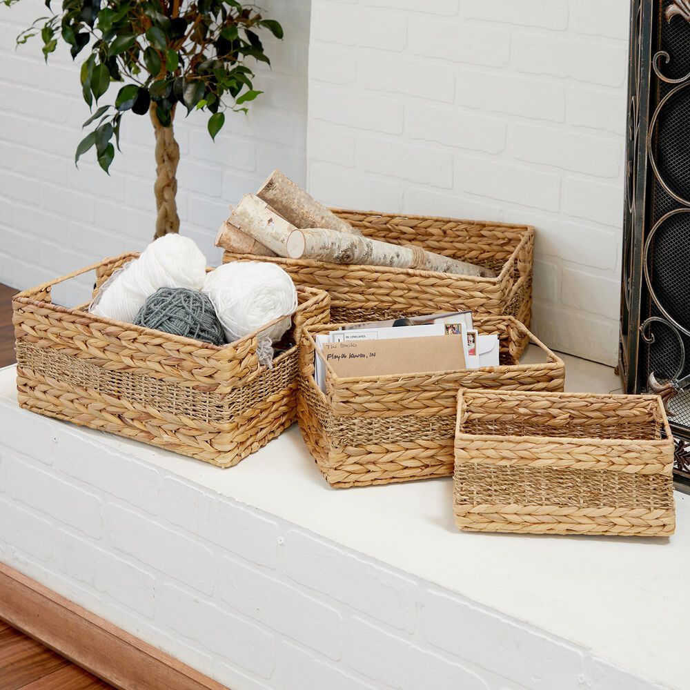 Maple and Jade Coastal Storage Basket in Light Brown &#40;Set of 4&#41;, , large