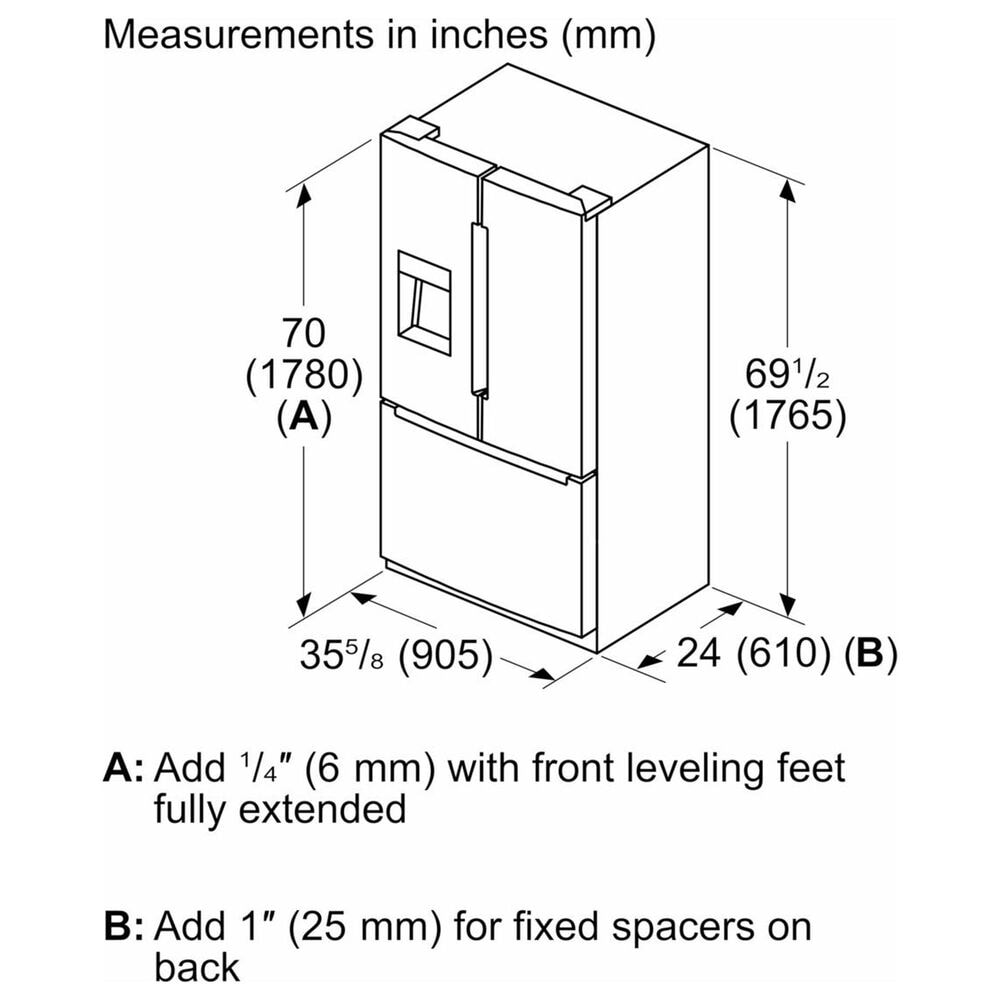 Bosch 100 Series 21.6 Cu. Ft. French Door Bottom Mount Refrigerator in Stainless Steel, , large