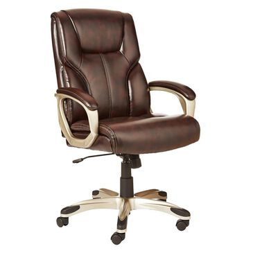 Global Seating Bonded Leather Executive Chair in Brown, , large