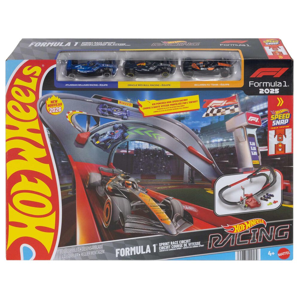 Hot Wheels Racing F1 Sprint Race Circuit Track Set with 3 1:64 Die-Cast Cars, , large