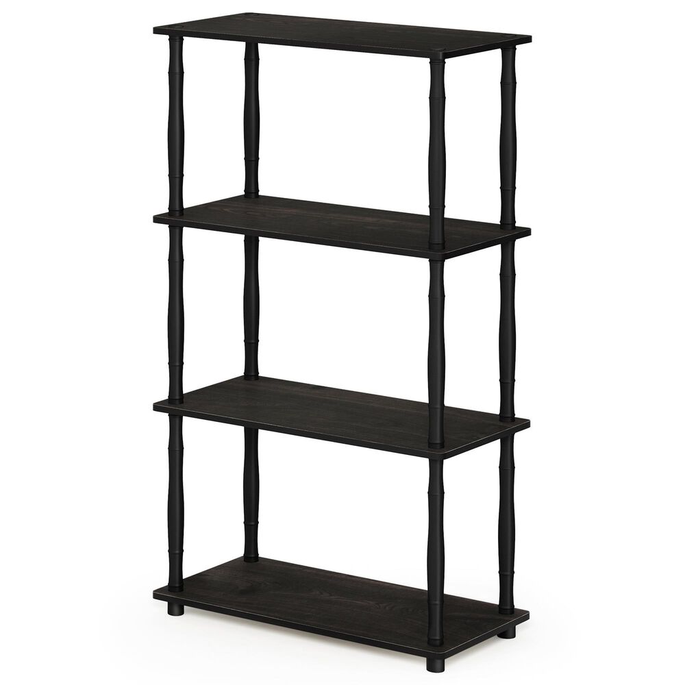 HOMLUX Turn-N-Tube 4-Tier Corner Open Storage Bookshelf in Espresso and Black, , large