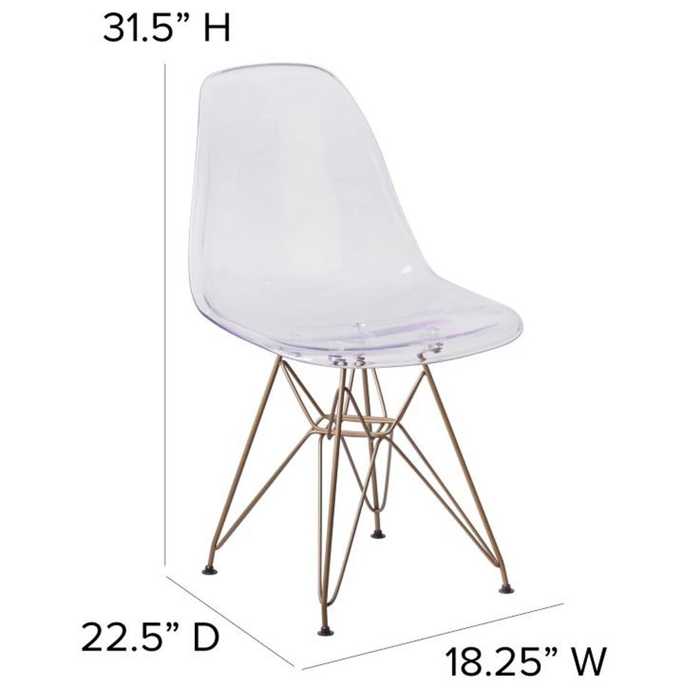 Flash Furniture Elon Side Chair in Clear and Gold, , large