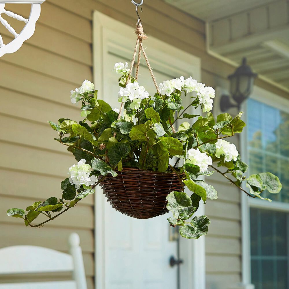 Timberlake Pure Garden Geranium Hanging Arrangement in White, , large