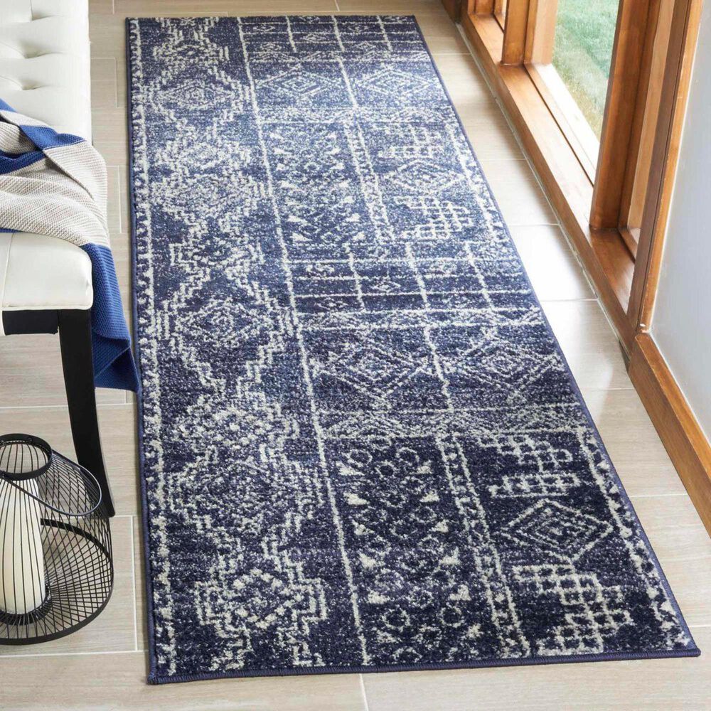 Safavieh Adirondack ADR206N 2&#39;6&quot; x 8&#39; Navy and Silver Runner, , large