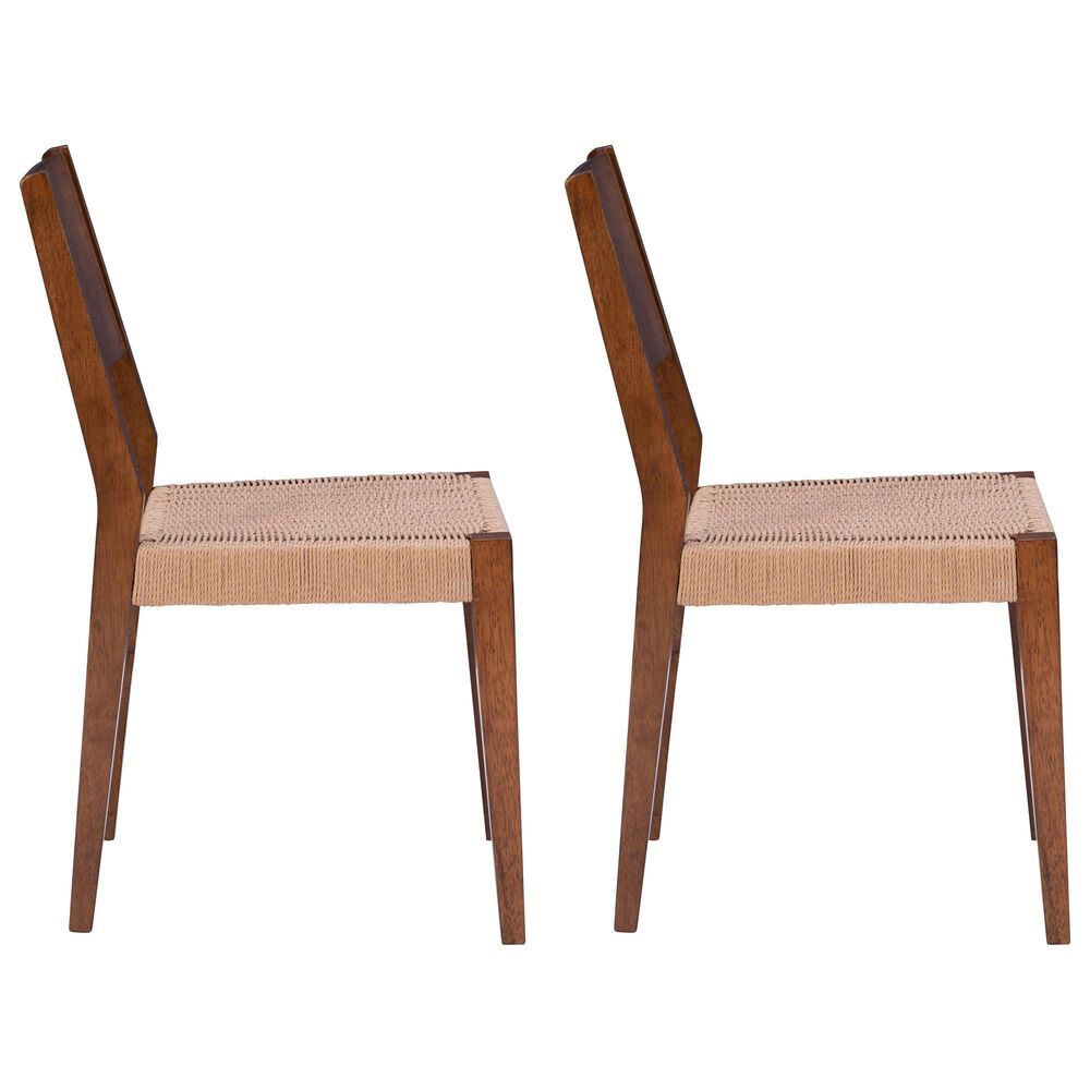 Linon Home Decor Cadence Side Chair with Woven Rope Seat in Brown (Set of 2), , large