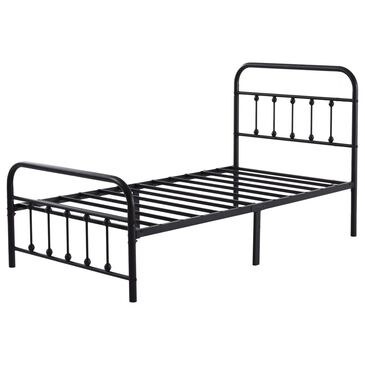 HOMLUX Twin Metal Bed Frame with Sturdy Slats in Black, , large