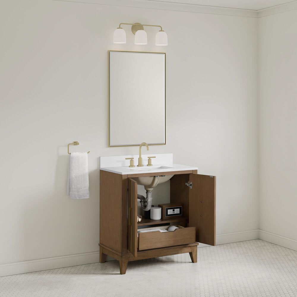 37B Fenwick 30" Single Bathroom Vanity in Kona with Glossy White Composite Stone Top and Backsplash, , large
