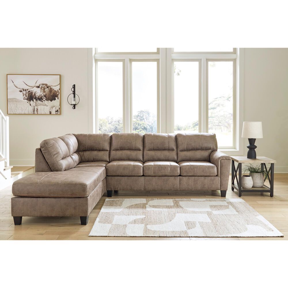 Ashley Navi 2-Piece Right Facing Stationary Sleeper Sectional in Fossil, , large