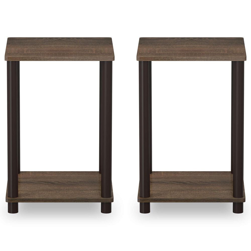 HOMLUX Turn-N-Tube End Table in Walnut and Brown (Set of 2), , large
