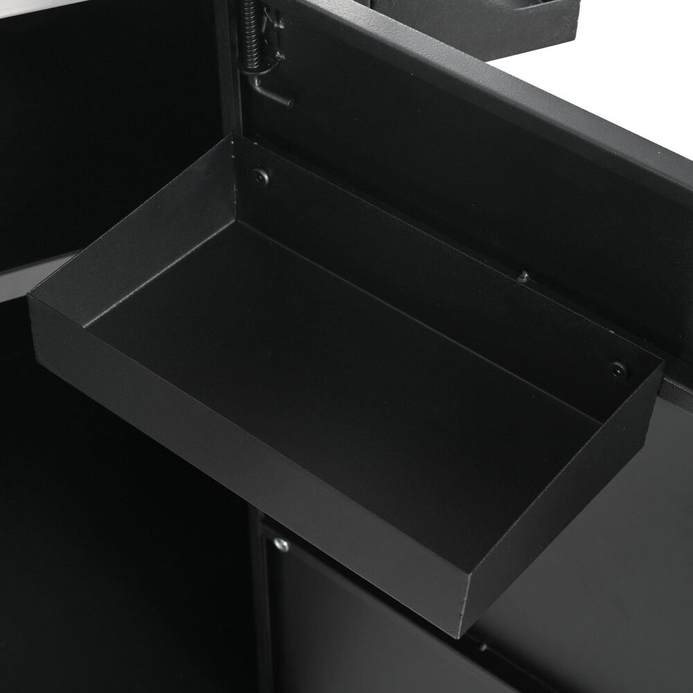 HOMLUX 55.5" Outdoor Kitchen Island with Sink in Black and Stainless Steel, , large