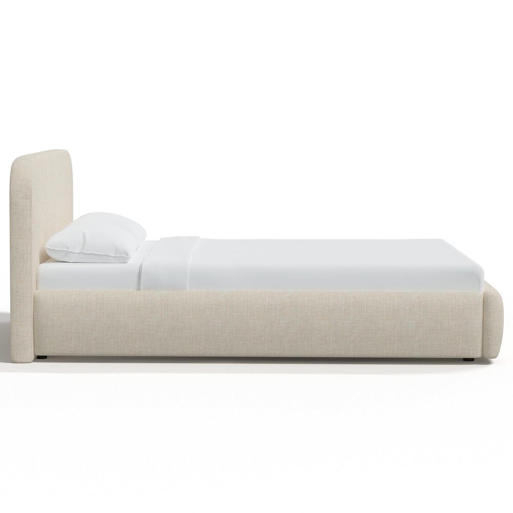 Skyline Furniture Queen Platform Bed in Linen Talc NFM