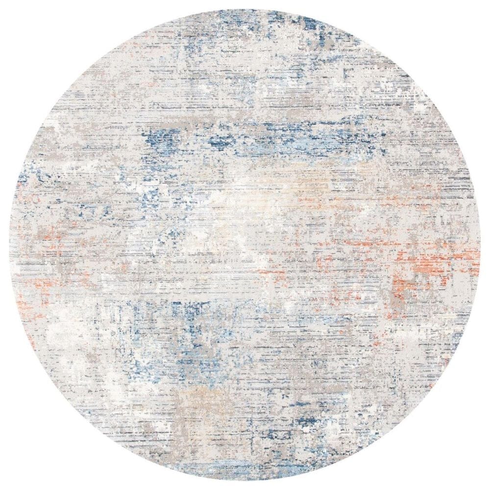 Safavieh Dream DRM428F 6"7" Round Grey and Blue Area Rug, , large