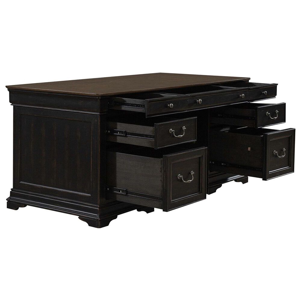Liberty Furniture Meritage Junior Executive Desk in Aged Charcoal and Caramel, , large