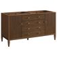 James Martin Vanities Myrrin 60" Double Bathroom Vanity in Mid-Century Walnut with 3 cm Eternal Jasmine Pearl Silestone Top, Rectangular Sinks and FreePower Wireless Charger, , large