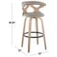 LumiSource Gardenia Swivel Fixed-Height Bar Stool with Cream Faux Leather Upholstery in Chrome and Walnut (Set of 2), , large