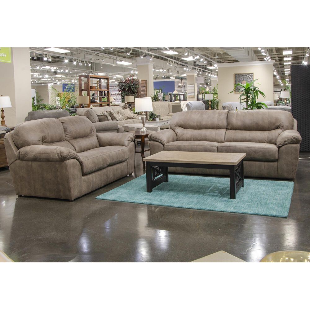 Catnapper Bradshaw Stationary Queen Sleeper Sofa in Mushroom NFM