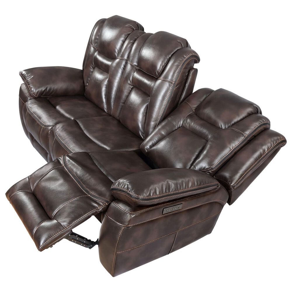 Steve Silver Oportuna Dual-Power Reclining Sofa with Drop-Down Table in Coffee, , large
