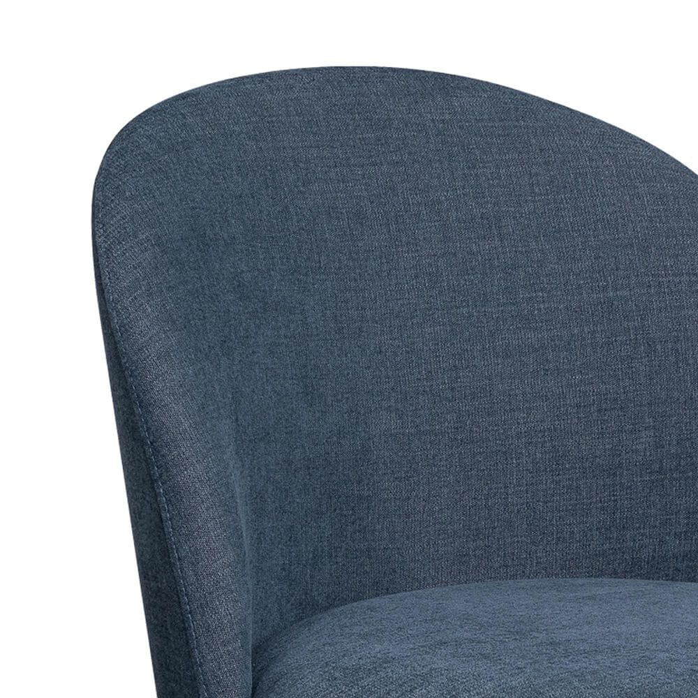 Hawthorne Furniture Upholstered Curved Back Swivel Side Chair in Denim Blue, , large