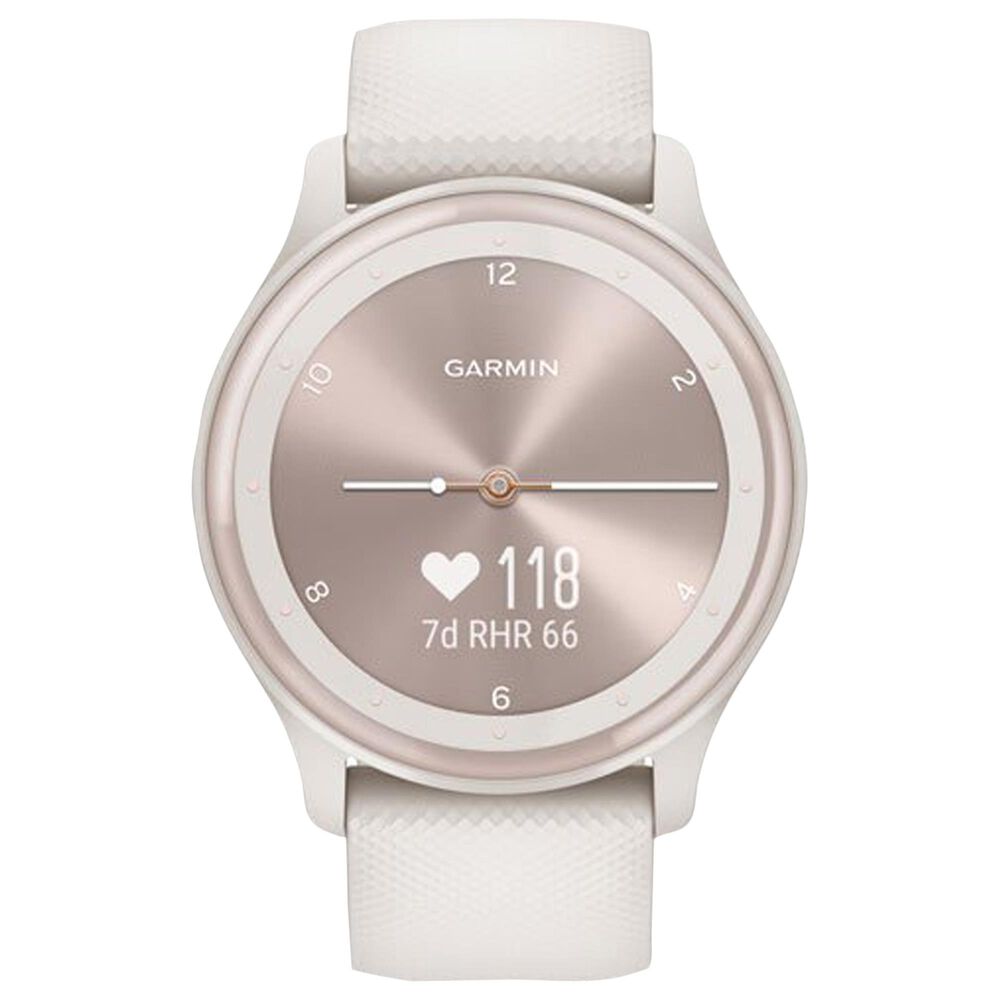 Garmin vivomove Sport Smartwatch in Ivory Case and Silicone Band with Peach Gold Accents, , large