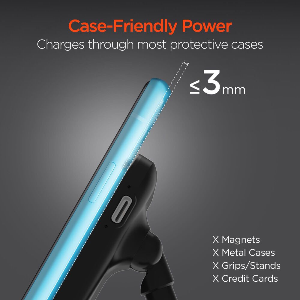 Hypercel Power Fold 10W Wireless Charging Stand in Black, , large