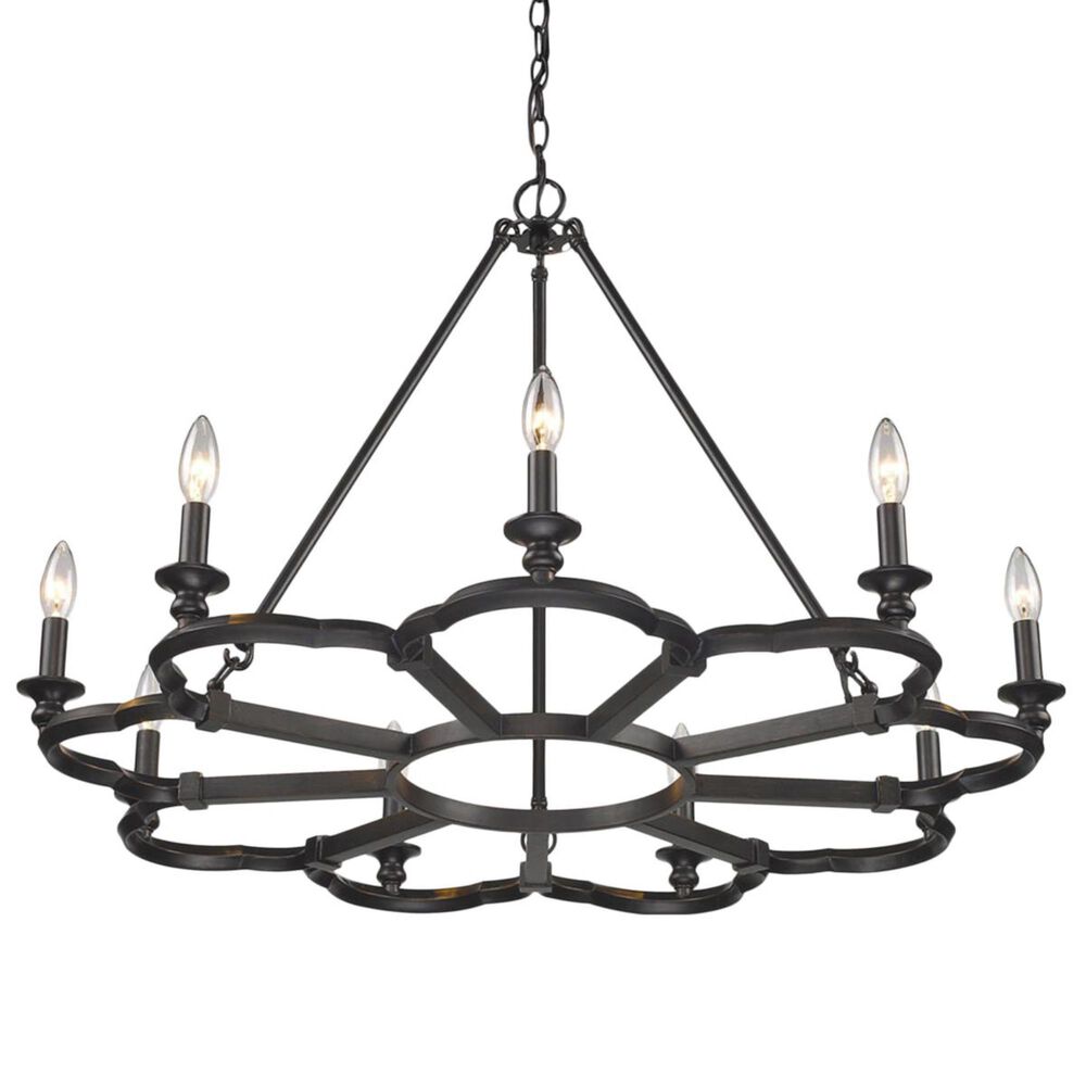 Golden Lighting Smithsonian Saxon 9-Light Chandelier in Aged Bronze, , large