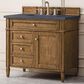 James Martin Vanities Brittany 36" Single Bathroom Vanity in Saddle Brown with 3 cm Charcoal Soapstone Quartz Top and Rectangular Sink, , large
