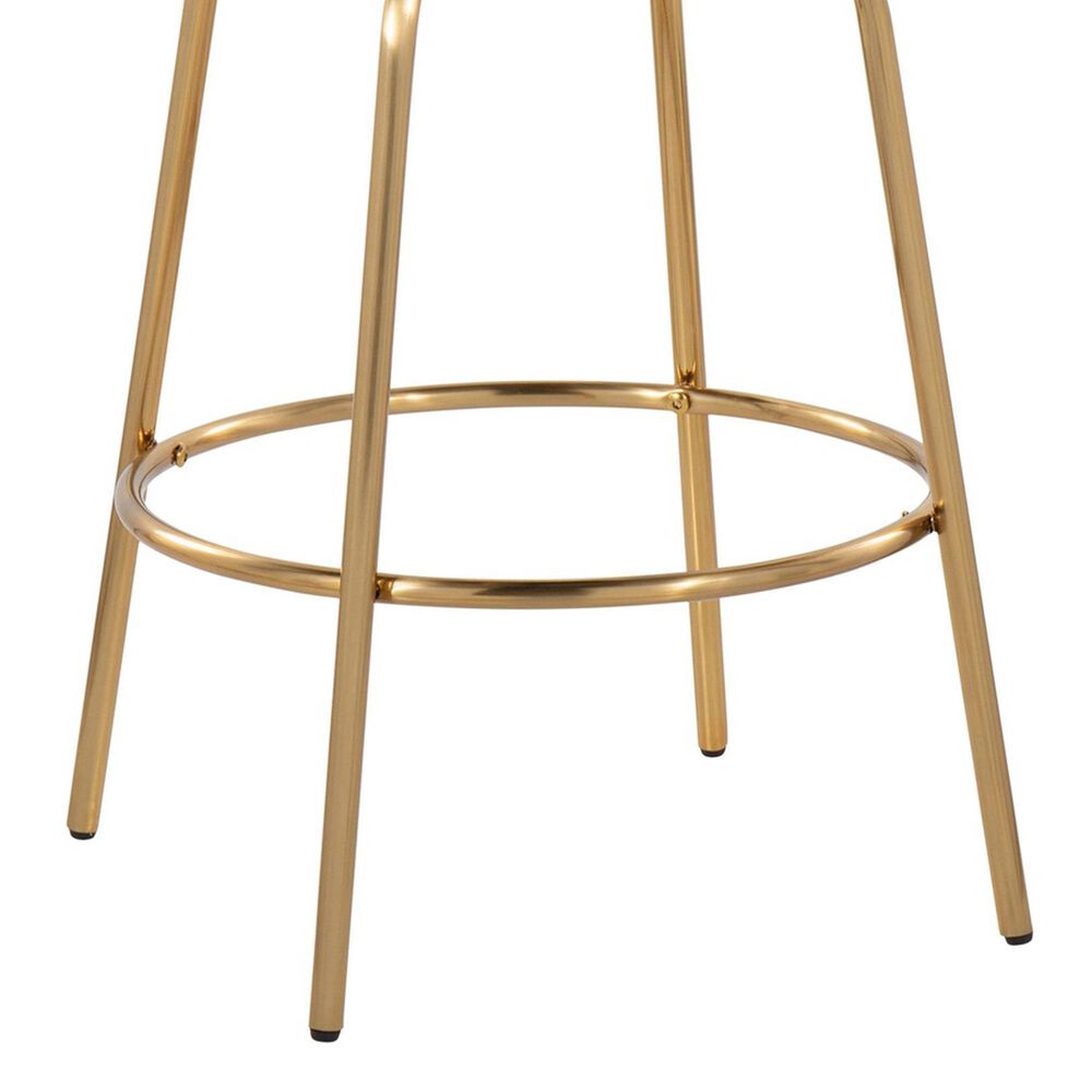 LumiSource Claire Swivel Counter Stool with Cream Velvet Upholstery in Gold (Set of 2), , large