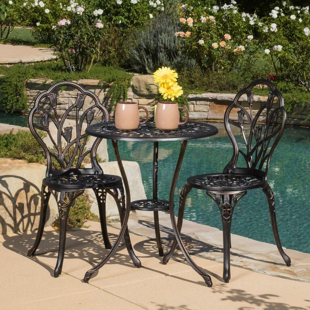 Hearth and Haven Nassau 3-Piece Bistro Set in Copper, , large