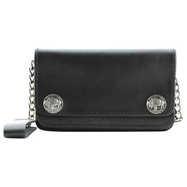Das Companies 6" Leather Wallet with Buffalo Nickel Snap Chain in Black, , large