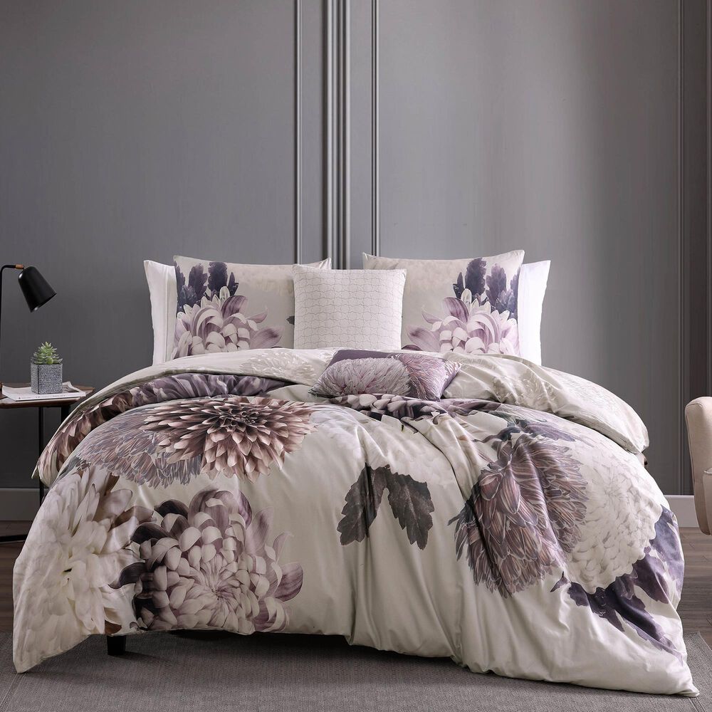 BEBEJAN Dahlia 5-Piece Reversible King Comforter Set in Purple, , large