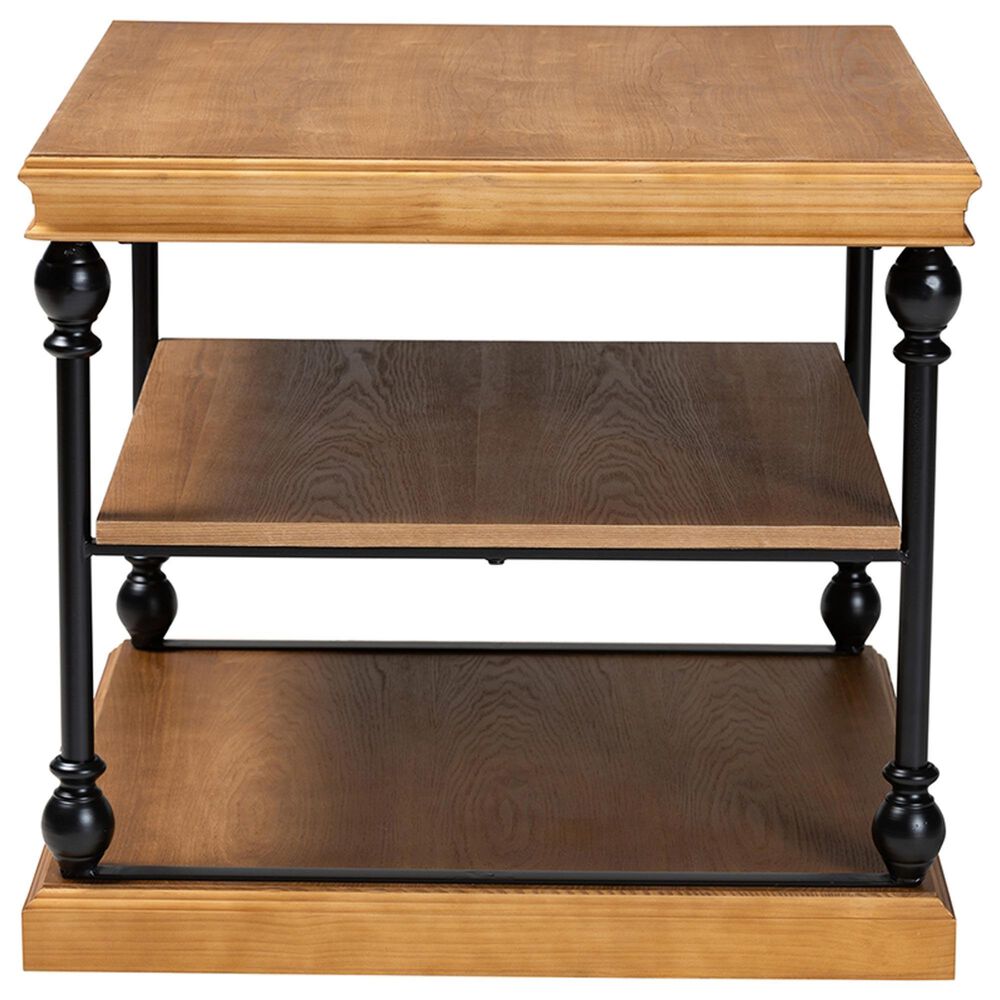 Baxton Studio Sebastian End Table in Oak Brown and Black, , large