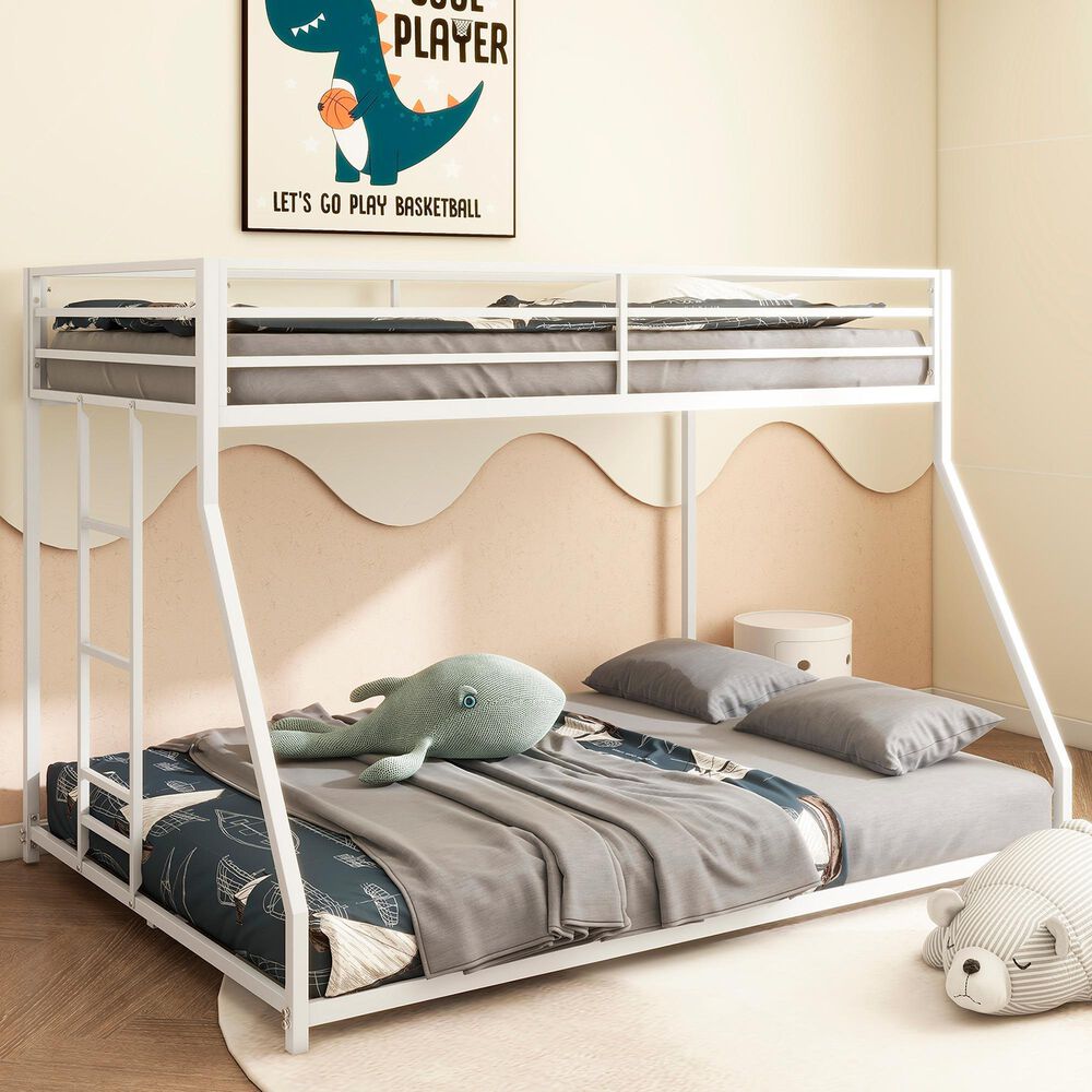 Hearth and Haven Adam Twin over Full Bunk Bed in White, , large