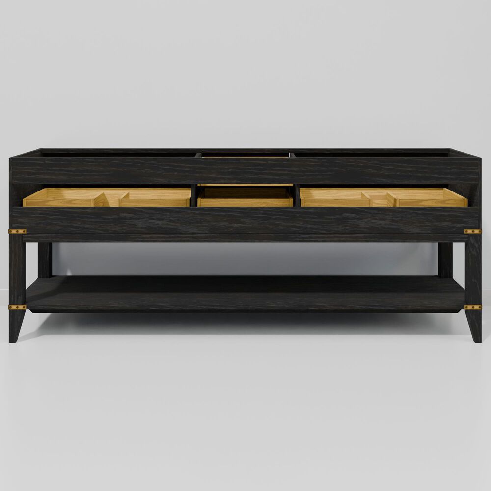 Lexora Home Norwalk 84&quot; Double Bathroom Vanity in Black Oak with White Quartz Top and Rectangular Sinks, , large