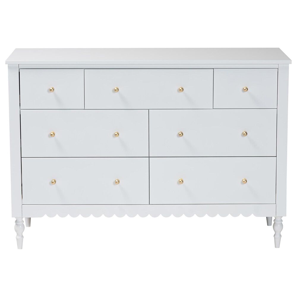 Baxton Studio Roni 7-Drawer Dresser in White, , large