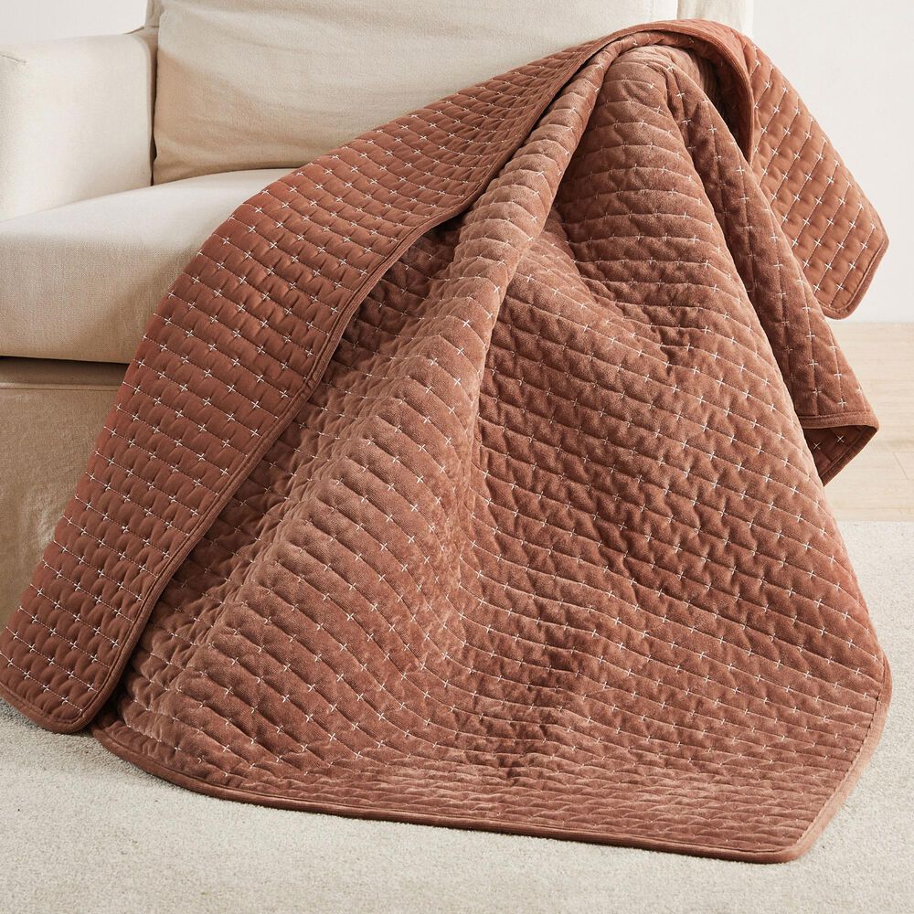 Levtex Velvet Stitch 50" x 60" Quilted Throw in Rust, , large