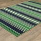 Oriental Weavers Havana Striped Green and Navy 6"7" x 9"2" Indoor/Outdoor Area Rug, , large