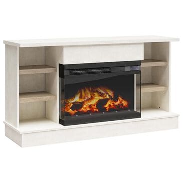 DHP Lumina Deluxe 65" TV Stand with Fireplace in Plaster and Blonde Oak, , large