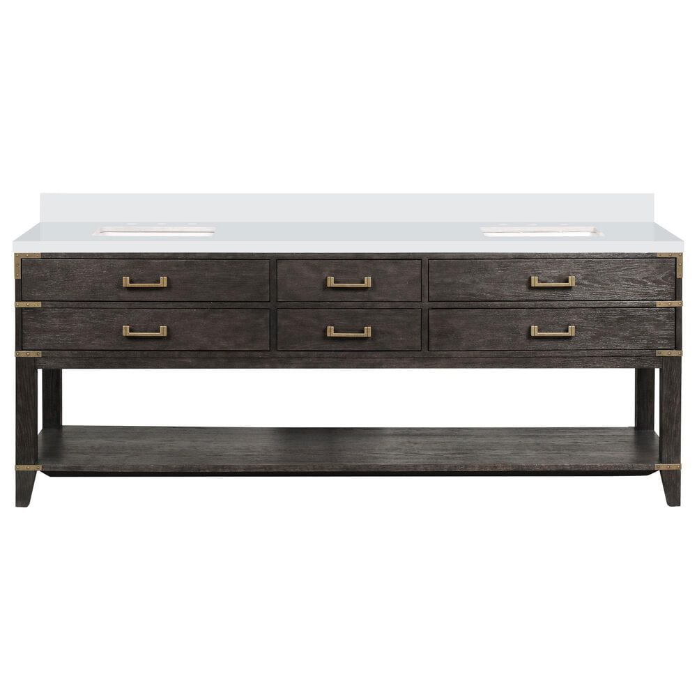 Lexora Home Norwalk 84&quot; Double Bathroom Vanity in Brown Oak with White Cultured Marble Top  and Rectangle Sink, , large