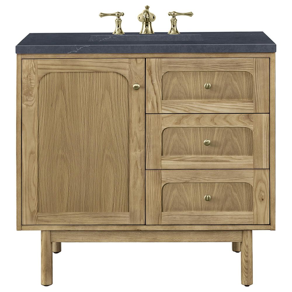 James Martin Vanities Laurent 36" Single Bathroom Vanity in Light Natural Oak with 3 cm Charcoal Soapstone Quartz Top and Rectangular Sink, , large