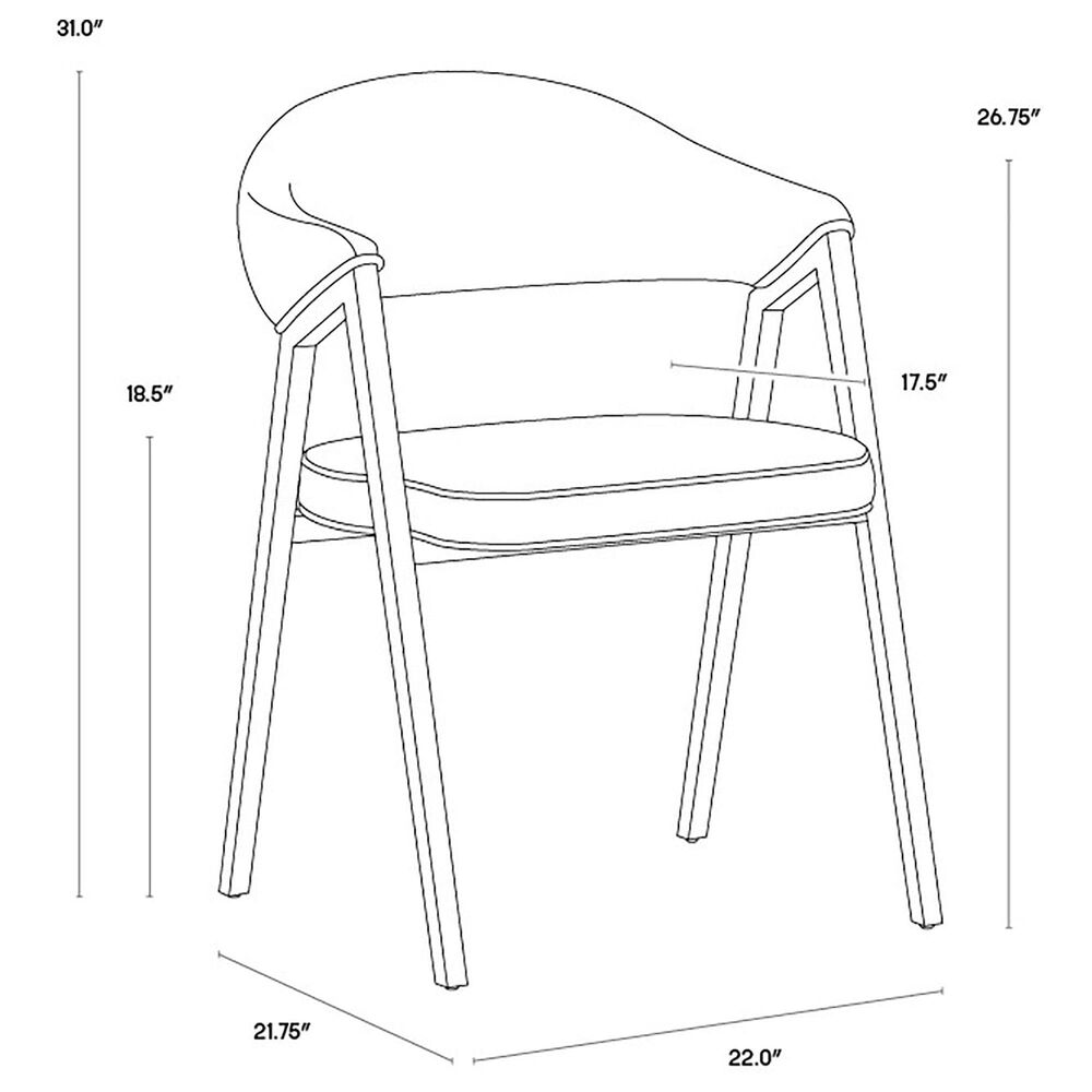 37B Burgos Dining Chair with Grey Cushion in Brushed Gold, , large