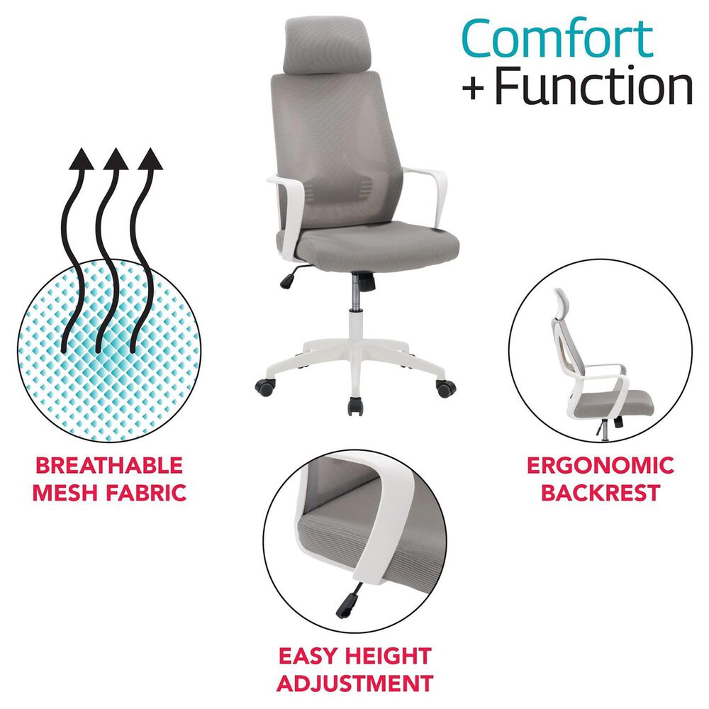 CorLiving Workspace Office Chair with White Frame in Grey, , large