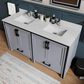 Lexora Home Ziva 60" Double Bathroom Vanity in Dark Grey with 2 cm White Cultured Marble Top and Rectangular Sinks, , large