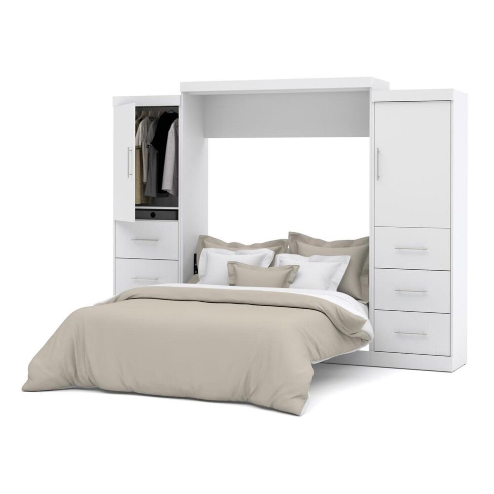 Bestar Nebula 115" Queen Wall Bed Kit in White, , large